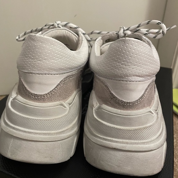 The Kooples - Off white Platform Leather Suede Distressed Sneakers - Picture 3 of 8